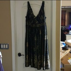 Signature by Robbie B Black & Gold Print Cocktail Dress - 24W